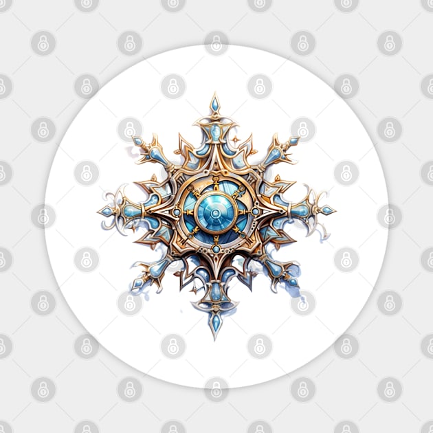 Steampunk Christmas Snowflake Magnet by Chromatic Fusion Studio
